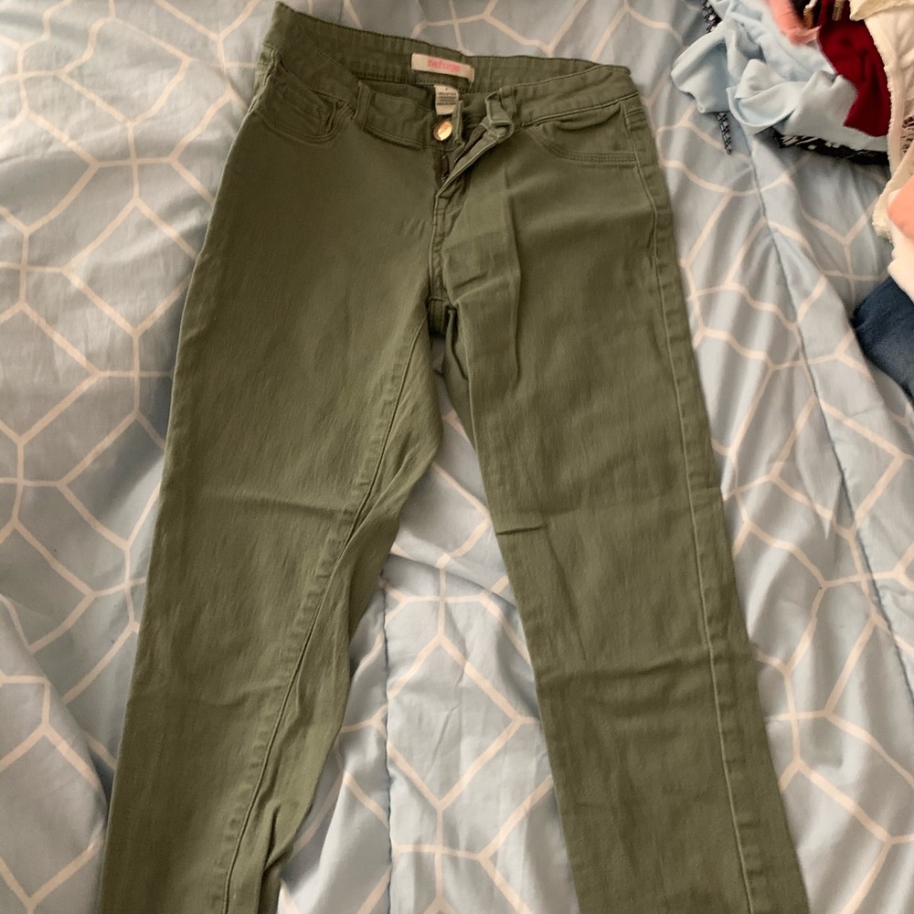 army green skinny jeans